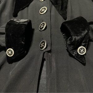 Vintage 90s Tailored Black Velvet Trim Coat Dress |  Dark Vintage Whimsigoth